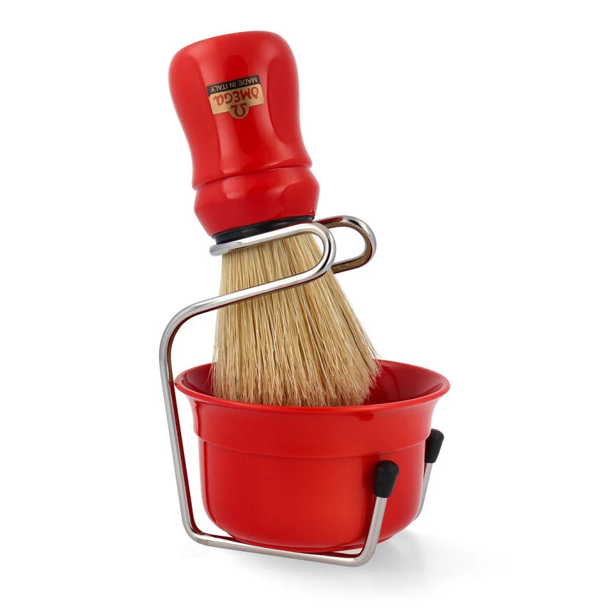 Omega Rasur-Set Om49.18 Rasierpinsel Reine Borste & Tiegel Rot 3 Omega Rasur-Set Om49.18 Rasierpinsel Reine Borste & Tiegel Rot