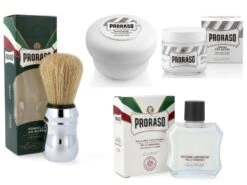 PRORASO Herren Rasier Set Weiss Mit 4 Artikel Für Empfindliche Haut