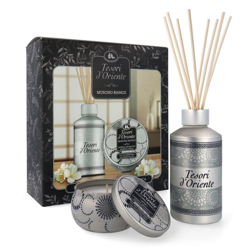 Tesori D'Oriente Geschenkset Muschio Bianco Raumdiffusor 200ml & Duft 3 Tesori D'Oriente Geschenkset Muschio Bianco Raumdiffusor 200ml & Duft