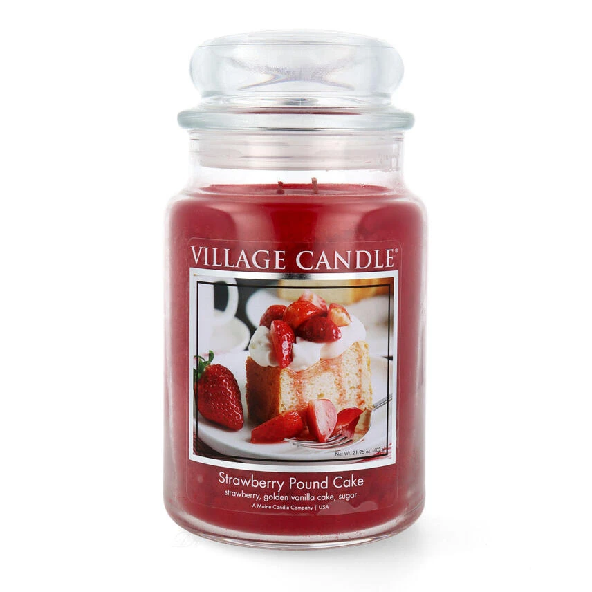 Village Candle Strawberry Pound Cake Duftkerze Großes Glas 602 G 3 Village Candle Strawberry Pound Cake Duftkerze Großes Glas 602 G